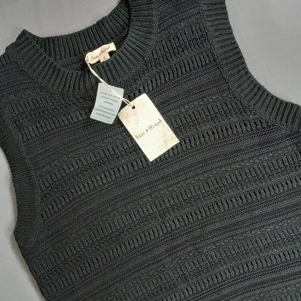 NWT Hem & Thread black knit‎ vest size M